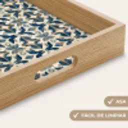 Tegel - Patroon - Blauw - Beige Dienblad Rechthoek middel 911 -USP_HandgreepES