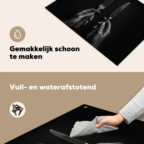 Bestek - Zwart - Wit Inductie beschemer met haakjes klein -ky-schoon-nl