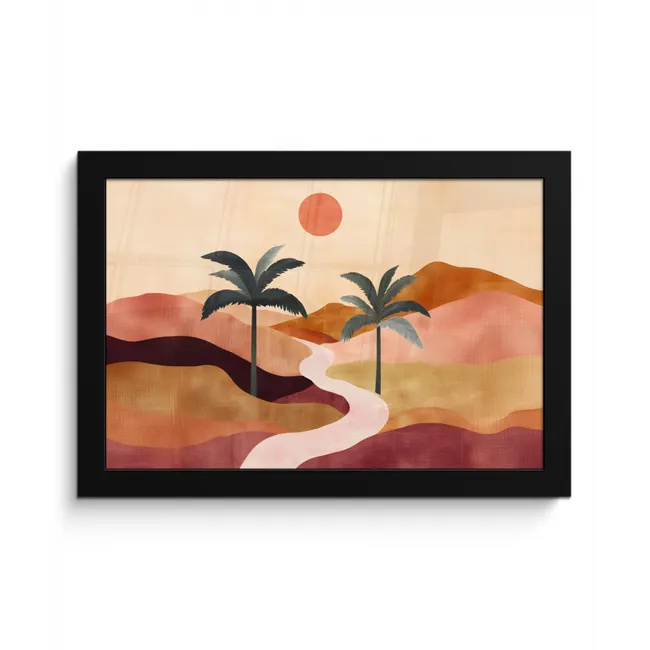 Heuvels - Palmbomen - Abstract fotolijst zwart zonder passe partout klein -3d