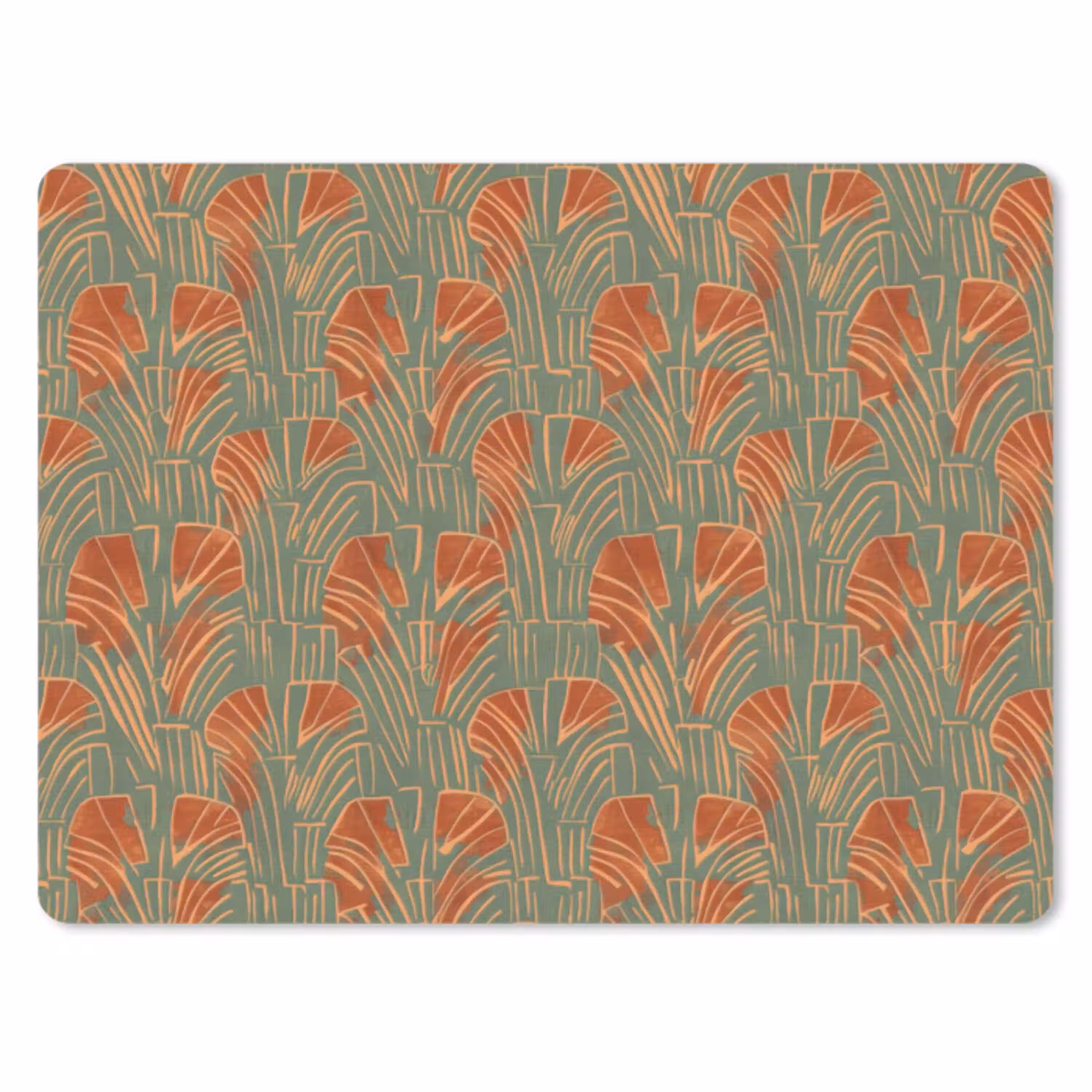 Groen - Terracotta - Deco - Waaiers muismat rubber klein 262 -3d