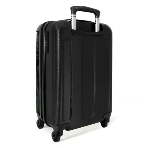 Grote bladeren in zwart met donkergroen NBS - Handbagage koffer - Unisex middel -achterkant