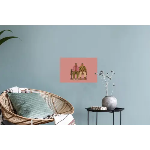 Illustratie - Bankje - Personen - Minimalistisch Muursticker klein -plant