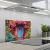 Bloemen - Deur - Roze keuken achterwand spatscherm klein -3d_schuin
