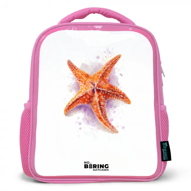 Oranje Zeester Illustratie Kinderrugzak - Roze middel -3d