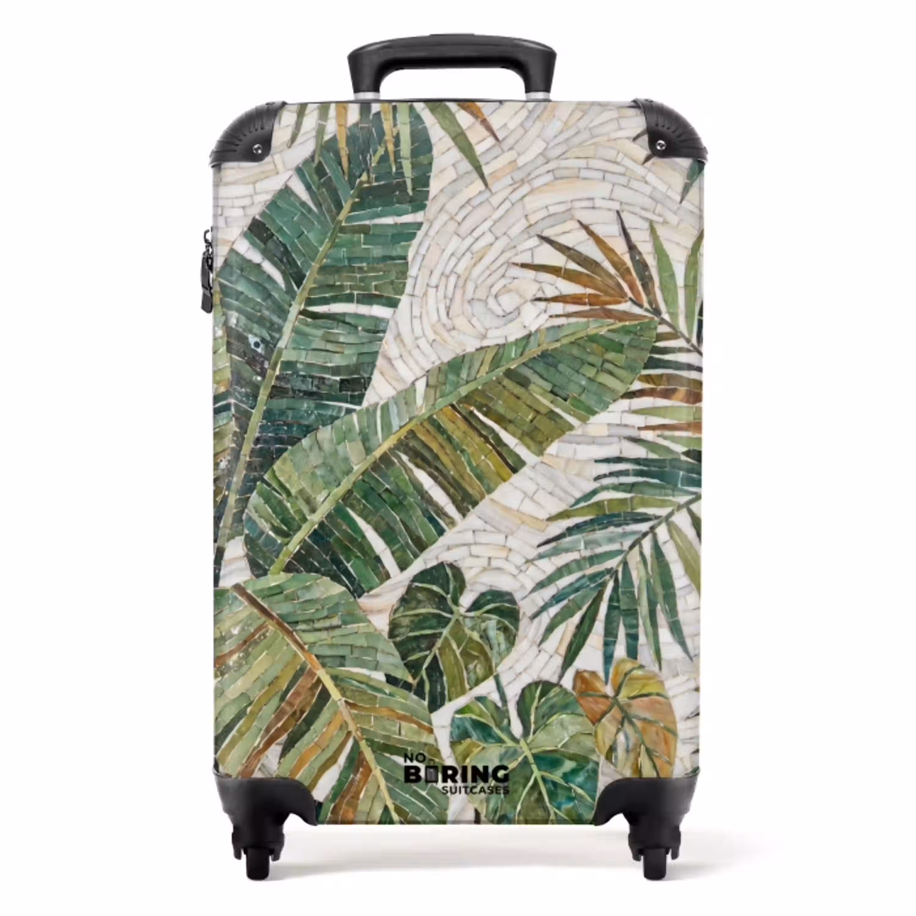 Planten - Tropisch - Mozaïek - Natuur - Groen NBS - Handbagage koffer - Volwassenen Unisex middel -productfoto_recht