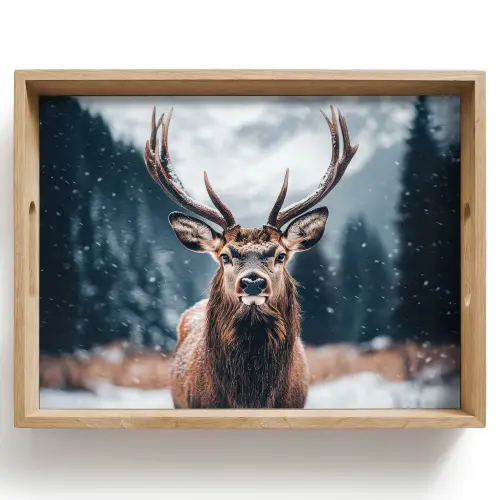 Hert - Dieren - Landschap - Winter - Sneeuw Dienblad Rechthoek middel -z3d_shopping