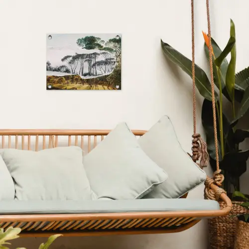Italiaans landschap parasoldennen - Kunst - Hendrik Voogd - Schilderij - Zwart wit - Oude meesters tuinposter los doek klein -sfeer7