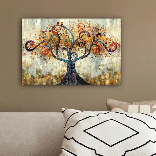 Kunst - Levensboom - Botanisch - Abstract canvas 2cm klein -sfeer3