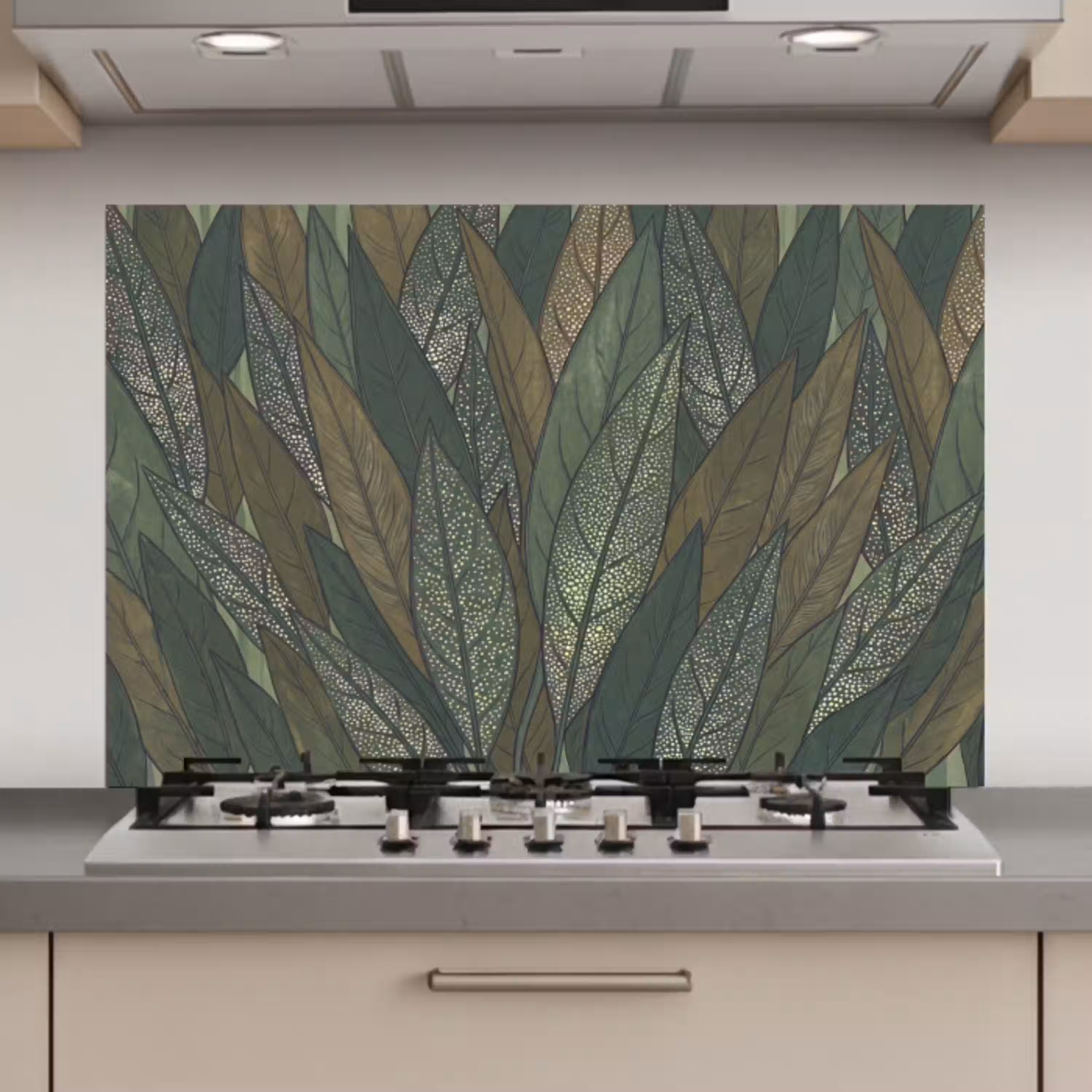 Bladeren - Patroon - Gestippeld - Natuur - Groen keuken achterwand spatscherm klein -3d_website