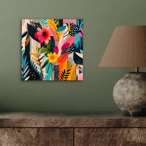 Schilderij - Abstract - Bloemen - Roze aluminium wit klein -sfeer2