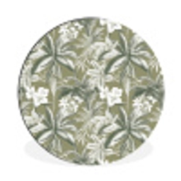 Botanisch - Bloemen - Groen Wandcirkel aluminium klein 190 -3d