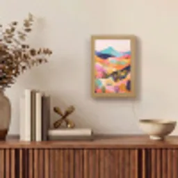 Golvende heuvels - Abstracte planten - Dromerig Light Box met kabel (Tafellamp) klein -sfeer2