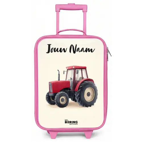 Tractor - Getekend - Rood Kinderkoffer - Roze klein -zz3dotto