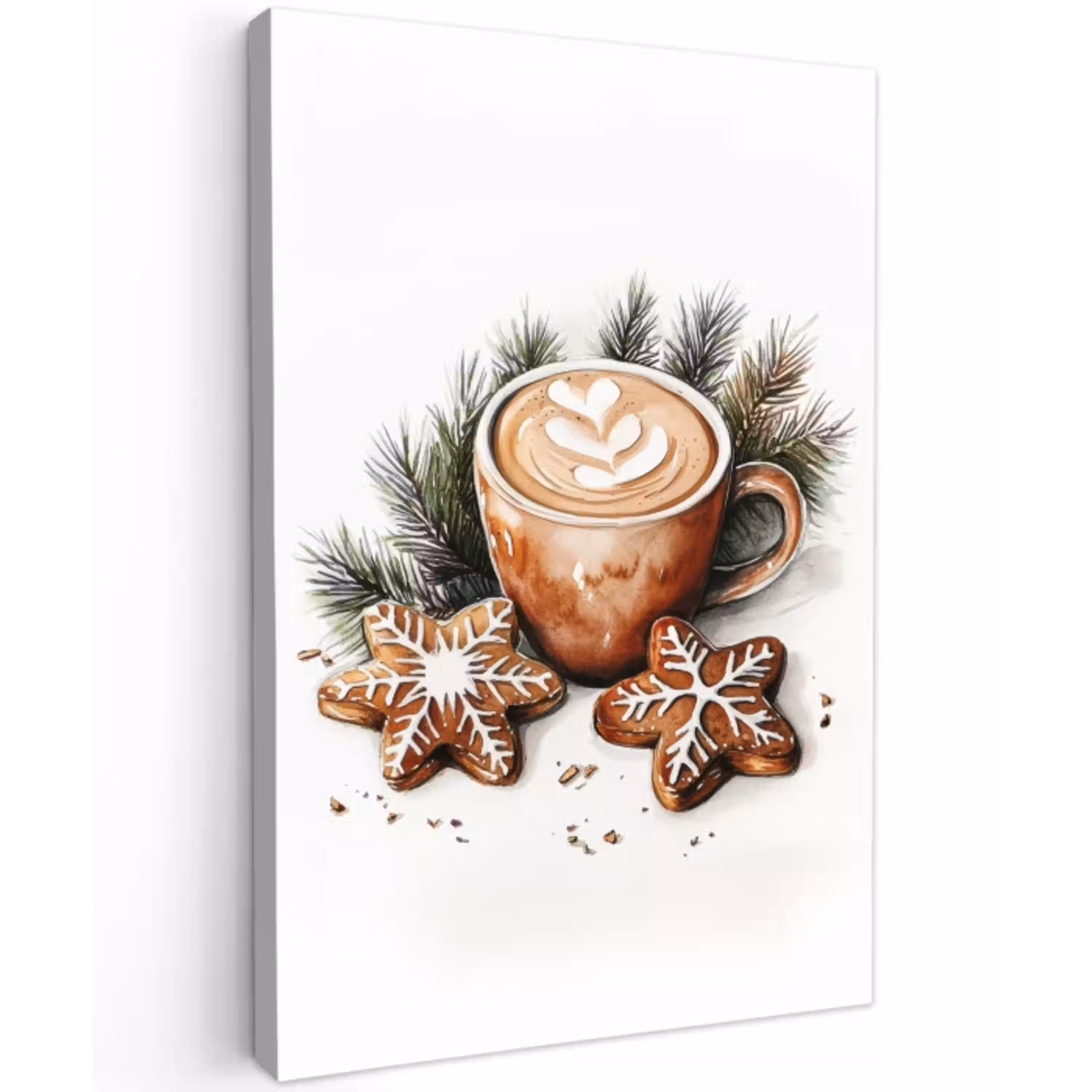 Koffie - Koek - Winter - Art - Kerst Tuinposter op houten frame 2 cm dik middel -3d
