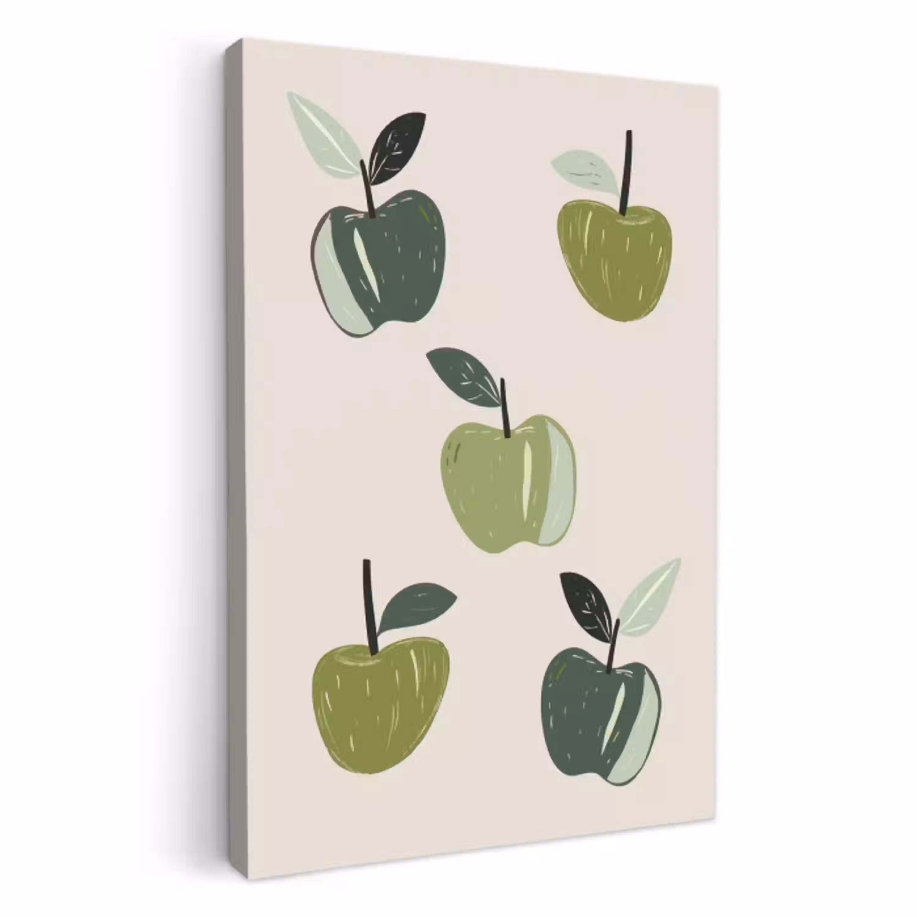 Appels - Groen - Illustratie - Bladeren KitchenYeah - Keuken - Canvas klein -3d
