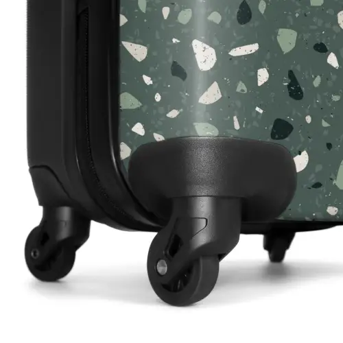 Terrazzo patroon veelkleurig groen NBS - Handbagage koffer - Volwassenen Unisex middel -wiel