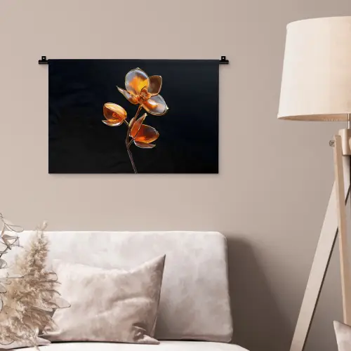 Bloem - Orchidee - Oranje Wandkleed katoen klein -sfeer4