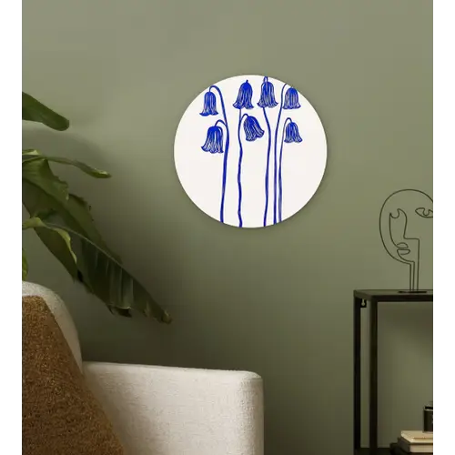 Bloemen - Blauw - Lijnen - Bloemblaadjes Wandcirkel plexiglas klein -sfeer3