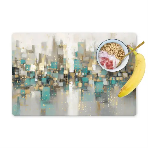 Abstract - Blokken - Goud - Skyline Placemat vinyl groot -zzzproduct_Kitchenyeah-website