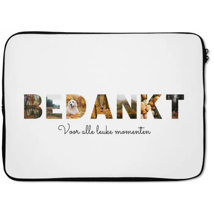 Bedankt - Lettercollage laptophoes neopreen klein -zkaufland3dotto