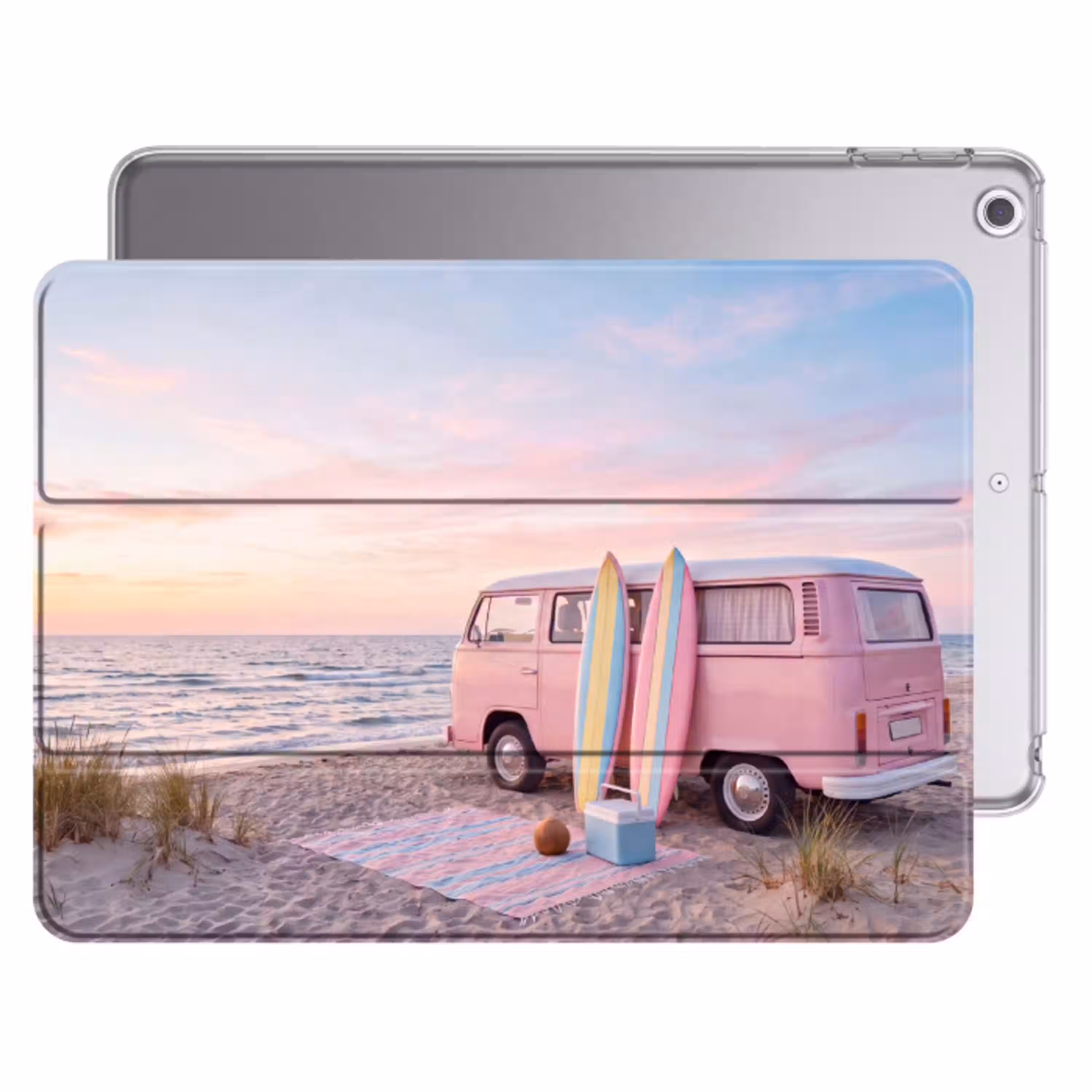 Busje - Strand - Surfplank - Zomer - Roze Apple iPad 2017 middel -threedimensional_3d_global