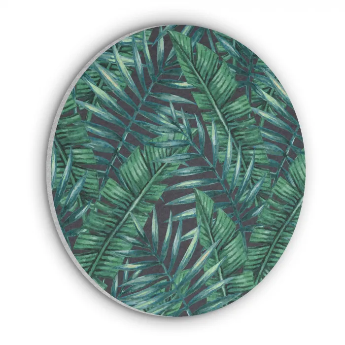Bladeren - Tropisch - Jungle -  Natuur Akoestische PET Vilt - Rond klein -3d