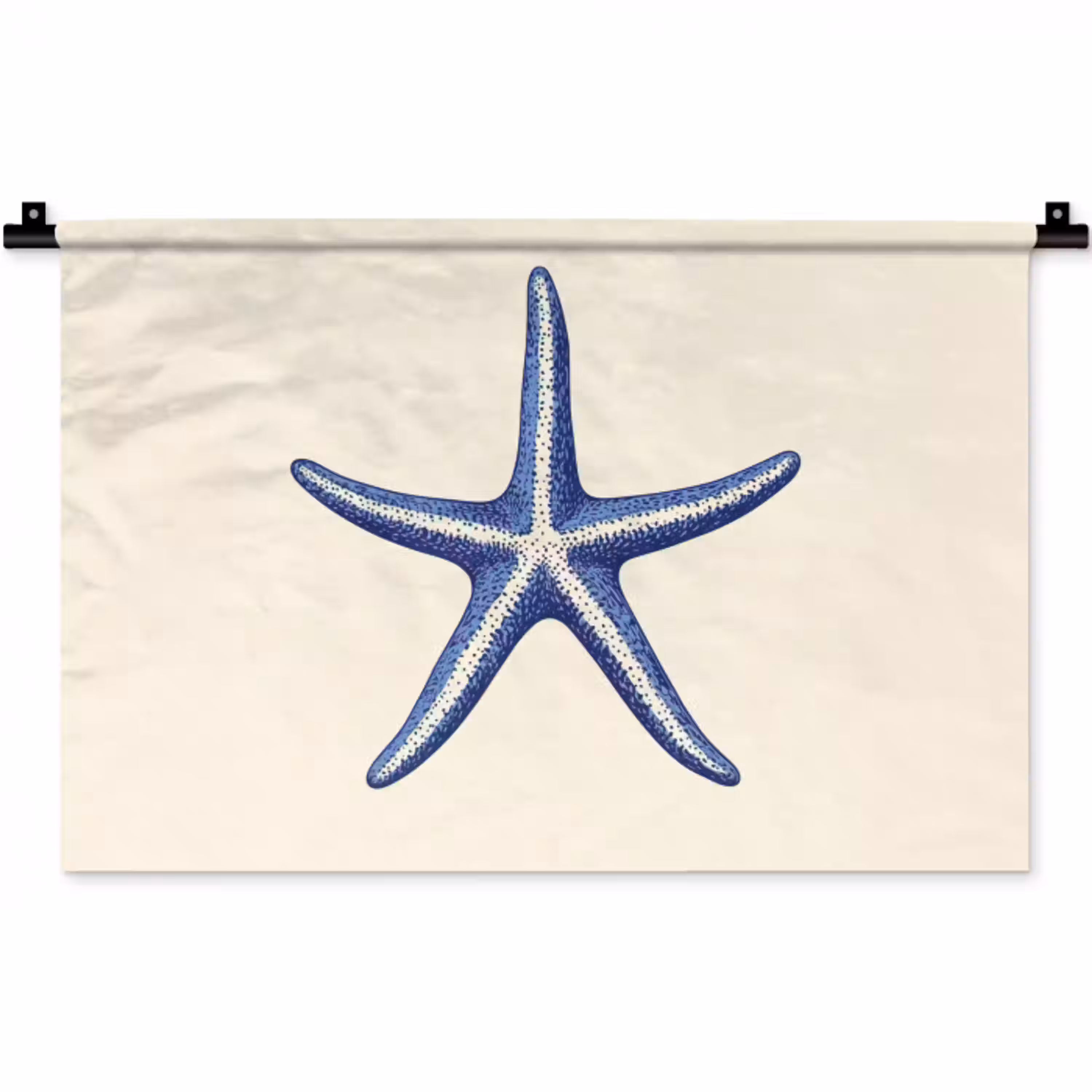 Blauwe zeester - Minimalistisch - Beige Wandkleed katoen klein -zz3d