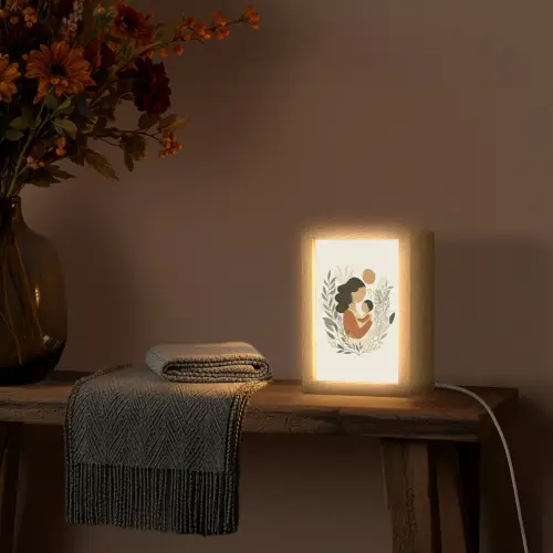 Illustratie - Moeder - Kind - Liefdevol Light Box met kabel (Tafellamp) klein -sfeer4