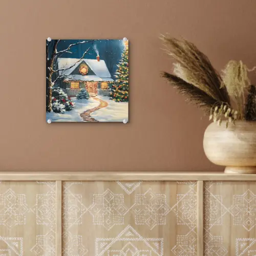 Kerst - Kerstboom - Winter - Huis - Sneeuw plexiglas 5mm klein -sfeer5