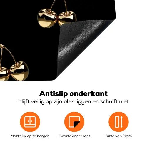 Patroon - Kersen - Goud - Chrome Inductie beschermer vinyl 3mm klein -zzzzzzz-td-onderkant