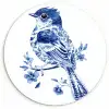 Vogel - Delfts blauw - Illustratie - Bloemen Wandcirkel plexiglas klein -3d