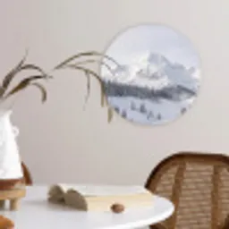 Berg - Sneeuw - Winter - Natuur - Wit Wandcirkel kunststof plaat 5mm dik klein -sfeer4