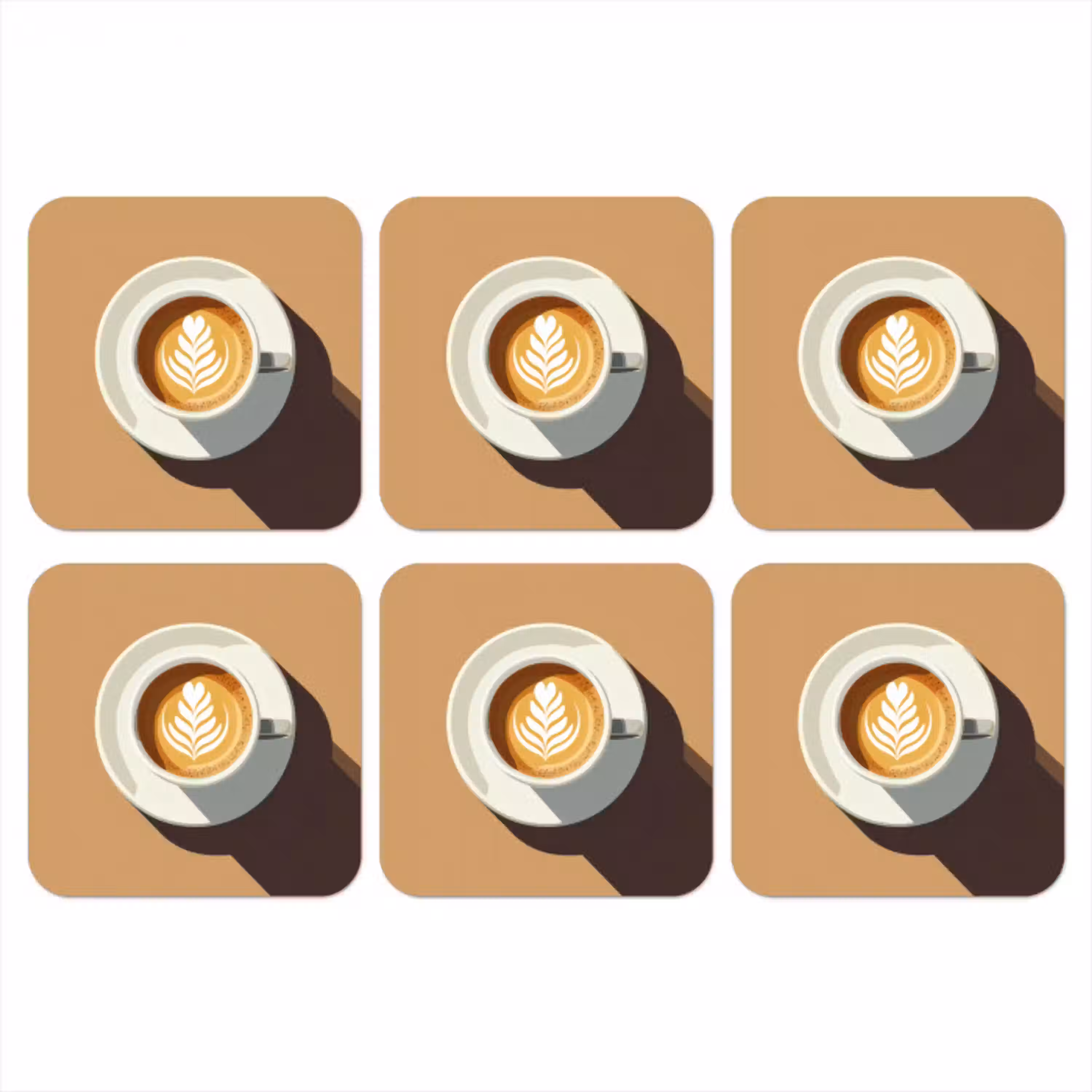 Cappuccino - Kop - Schotel - Minimalitisch onderzetter kurk middel -3d