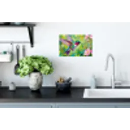 Kolibrie - Bloemen - Natuur - Kleurrijk Muursticker klein -keuken