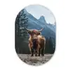 Schotse hooglander - Berg - Landschap - Bomen - Koe - Natuur Wandcirkel Ovaal Forex klein -3d