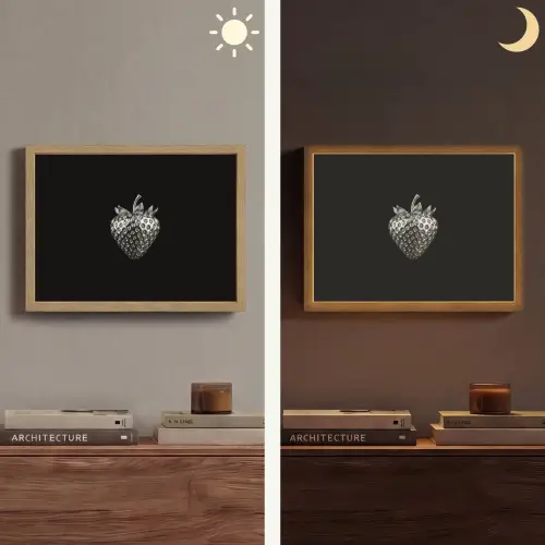 Aardbei - Zaadstructuur - Realistisch Light Box met batterij (Wandlamp) middel -sfeer3