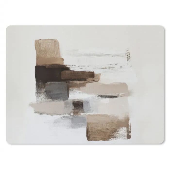 Penseelstreken - Balans - Beige - Bruin muismat rubber klein -3d