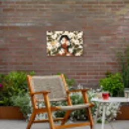 Illustratie - Vrouw - Madeliefjes - Wit Tuinposter op houten frame 2 cm dik klein -sfeer3