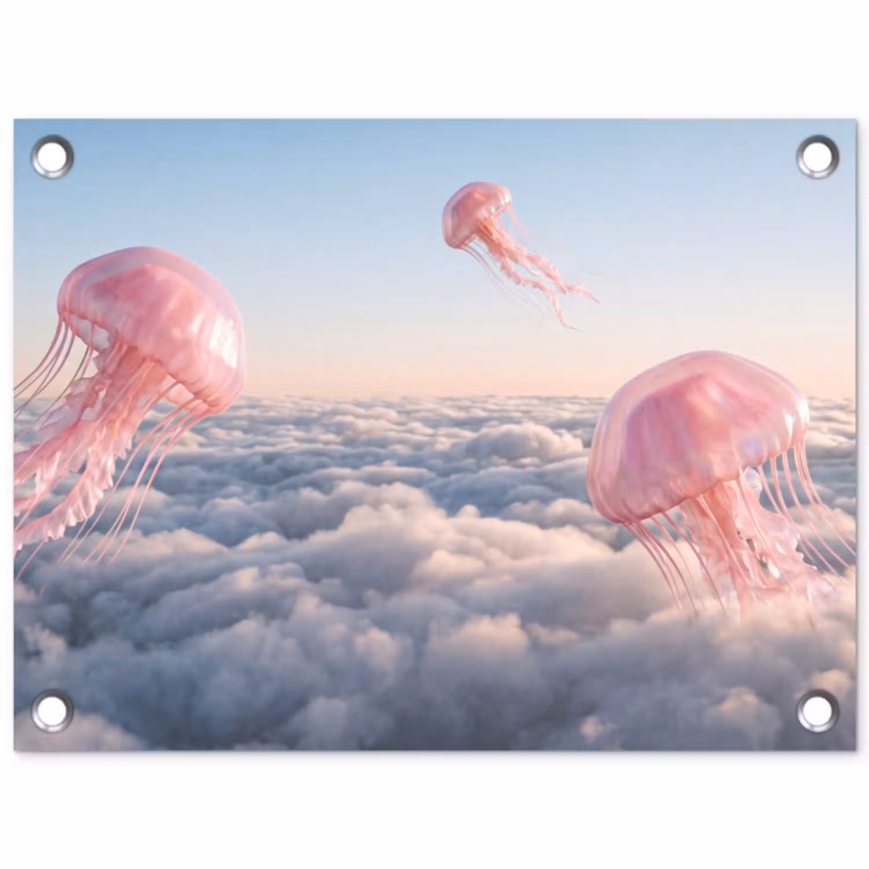 Roze dier - Wolken tuinposter los doek klein -3d