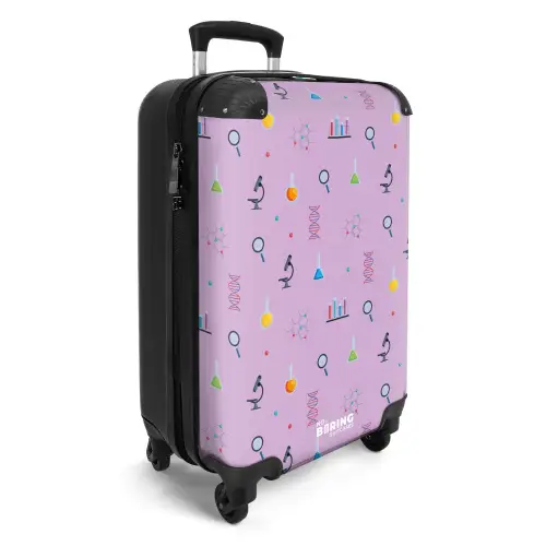 Laboratorium en wetenschapspatroon op paarse achtergrond NBS - Handbagage koffer - Kinderen Unisex middel -productfoto_3d