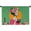 Retro - Vrouw - Stad - Zon Wandkleed katoen klein -zz3d