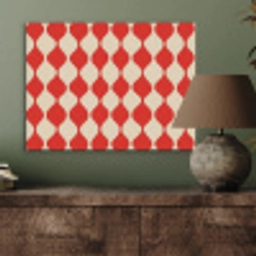 Golvend patroon - Retro - Rood - Beige PET vilt klein 837 -sfeer2