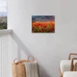 Klaprozenveld bij zonsondergang tuinposter los doek klein -sfeer8