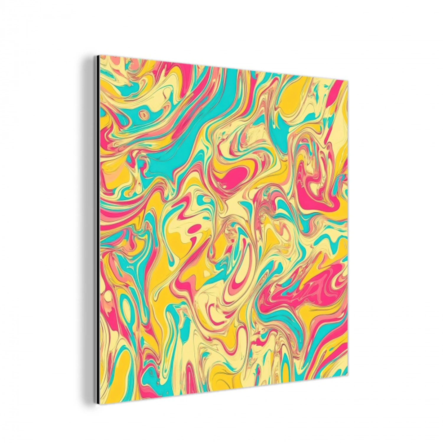 Geel - Roze - Blauw - Retro aluminium wit klein -3d
