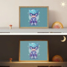 Superheld - Blauw - Jongens Light Box met batterij (Wandlamp kind) middel -sfeer3_kind