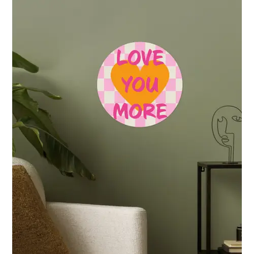 Valentijn - Love - Roze - Oranje Wandcirkel behangsticker klein -sfeer2