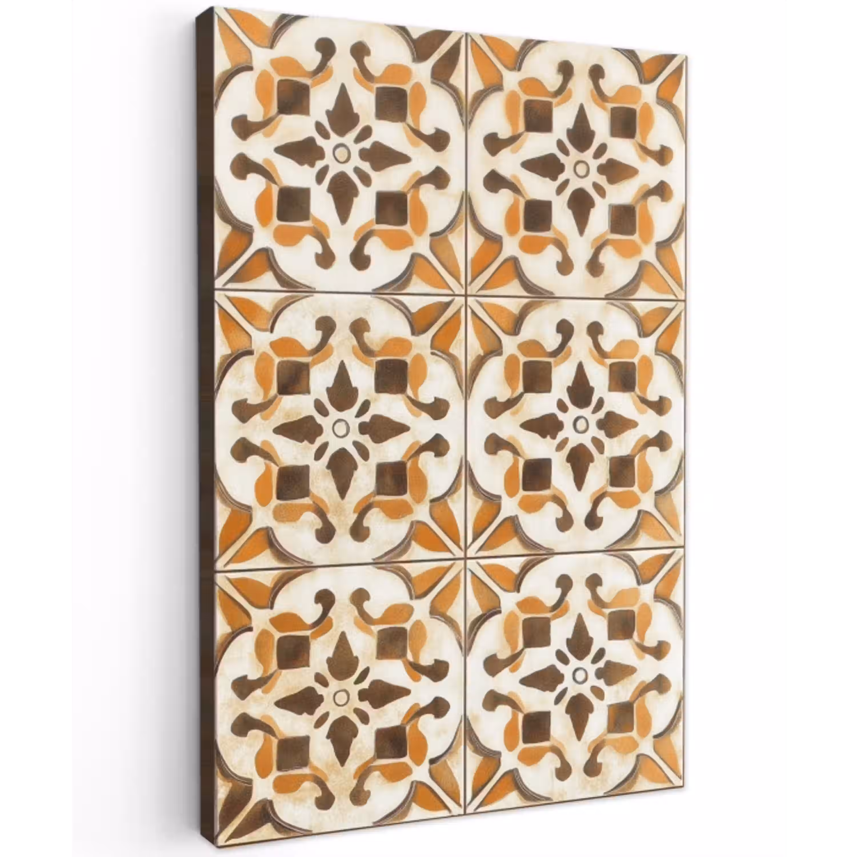 Vintage - Spaans - Decoratie - Keramiek Tuinposter op houten frame 2 cm dik middel -3d
