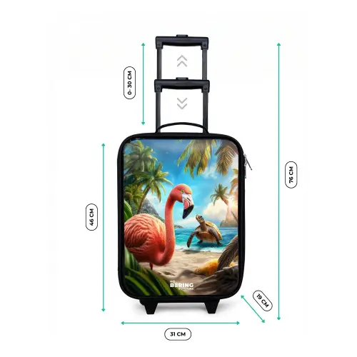 Flamingo en schildpad op tropisch strand Kinderkoffer - Zwart klein -productfoto_formaten