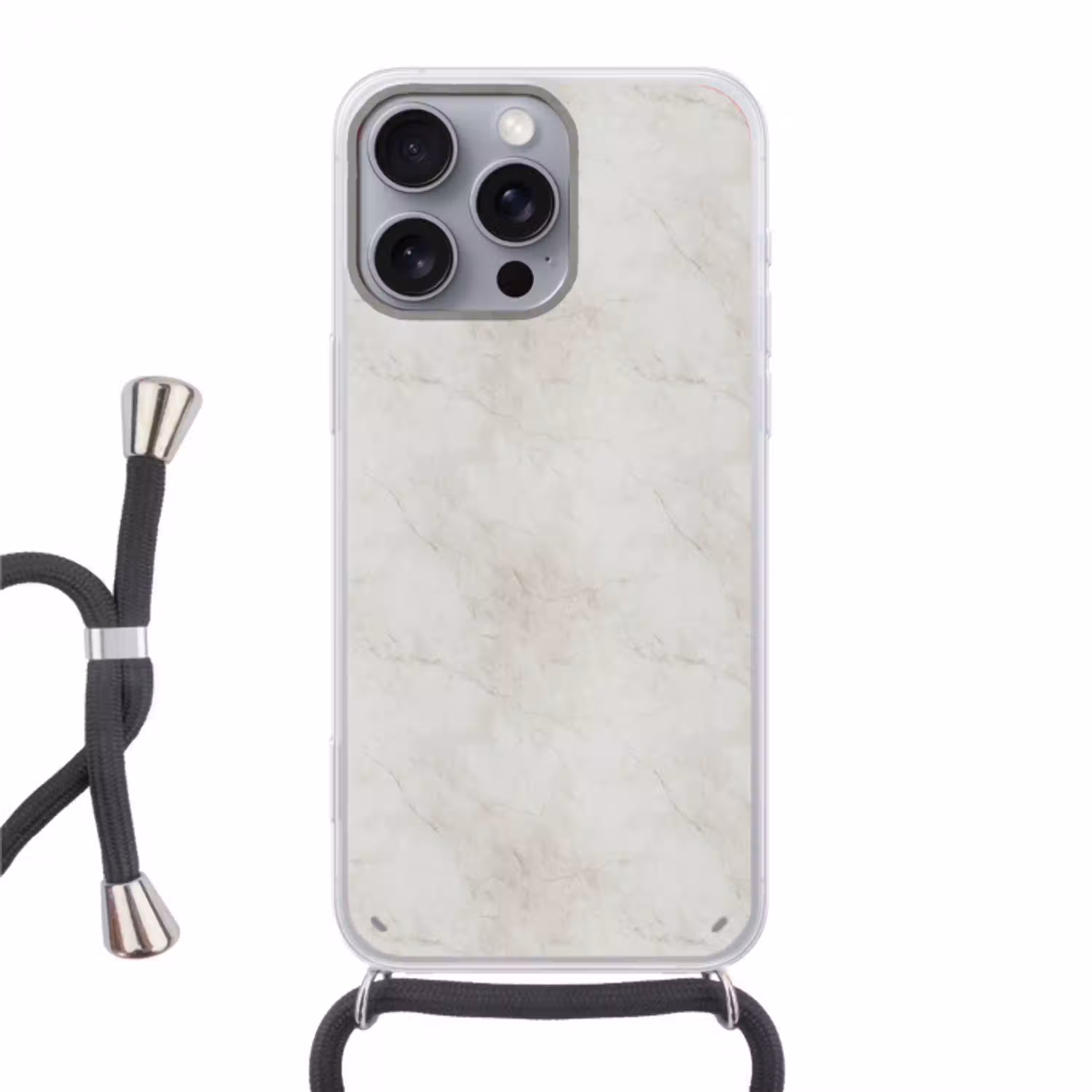 Grijs - Marmer - Aders Hoesje iPhone 16 Pro Max met koord klein 804 -3d