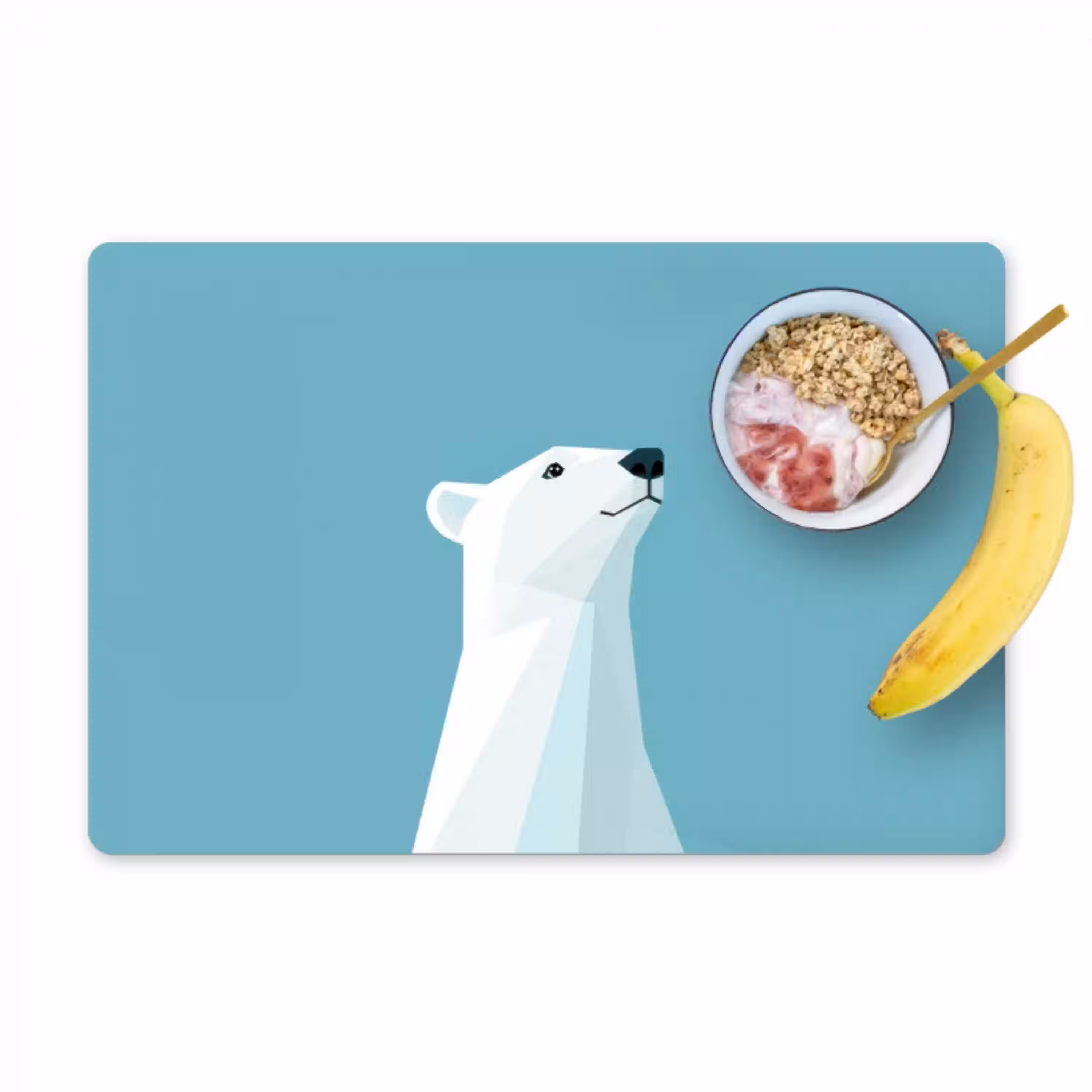Ijsbeer - Lichtblauw - Minimalistisch Placemat vinyl groot -zzzproduct_Kitchenyeah-website